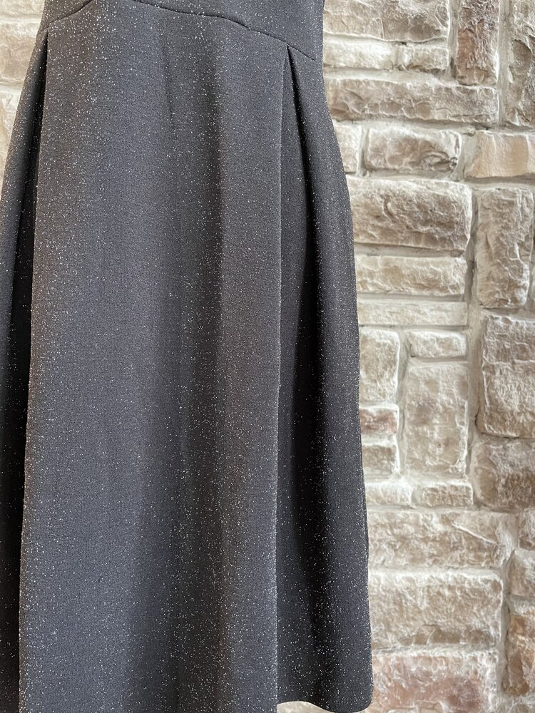 Monteau Black Halter Scalloped Edge Shimmer Dress, Size 1X