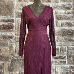 Guess Maroon Long Sleeve Lace Dress, Size 12