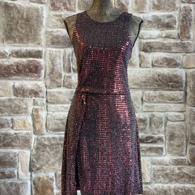 Endless Rose Black and Red Metallic Foil Dress, Size L