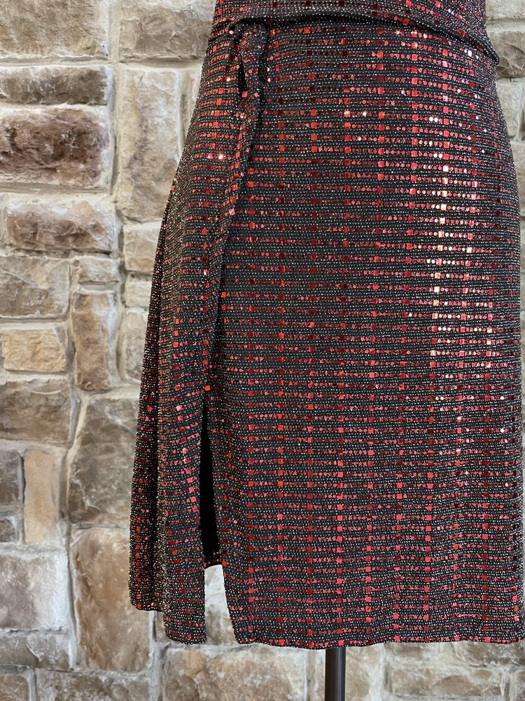 Endless Rose Black and Red Metallic Foil Dress, Size L