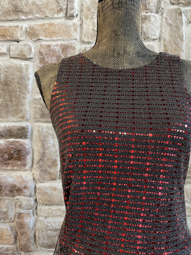 Endless Rose Black and Red Metallic Foil Dress, Size L