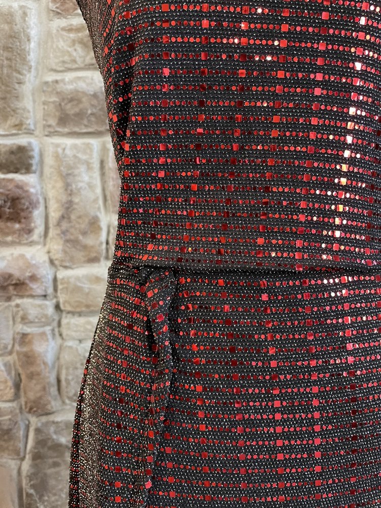 Endless Rose Black and Red Metallic Foil Dress, Size L