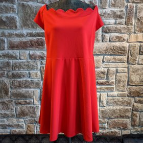 B Darlin Red Dress with Scalloped Neckline, Size 20W
