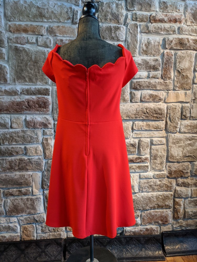 B Darlin Red Dress with Scalloped Neckline, Size 20W