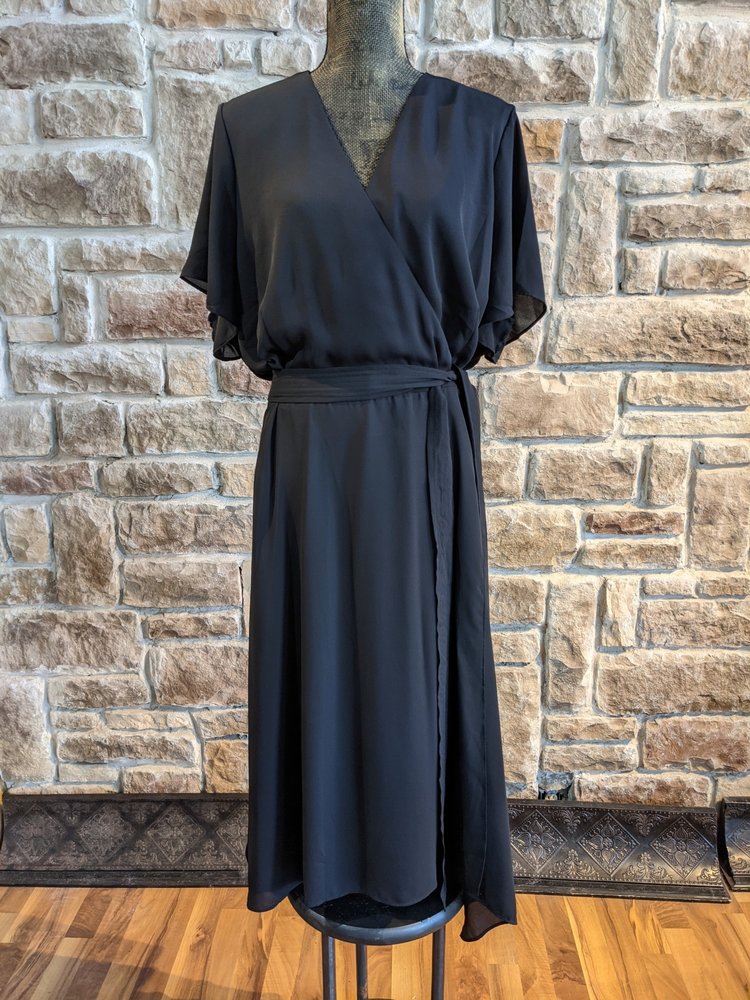 Alfani Black A-Line Wrap Dress, Size 24W