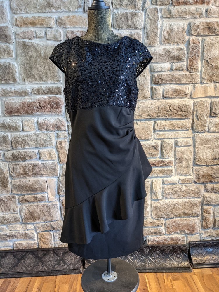 Jessica Howard Black Sheath with Sequin Bodice, Size12