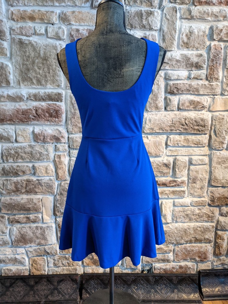 Aqua Blue Tank Sheath with Flounce Hem, Size M