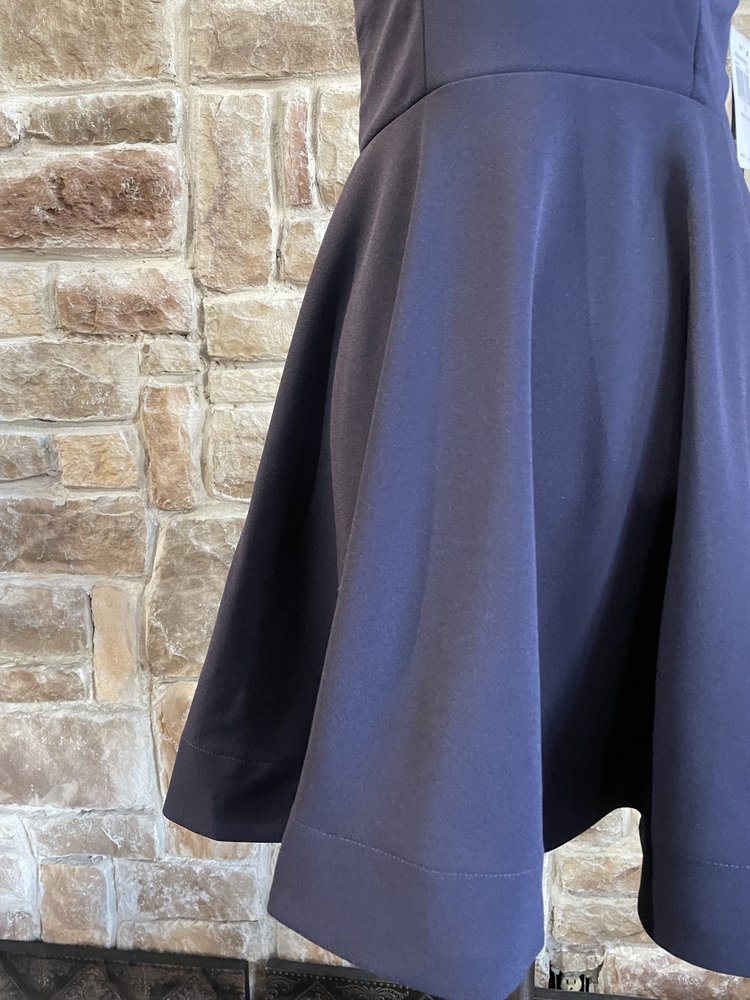 Sequin Hearts Navy Halter Glitter Lace Back Dress, Size 7