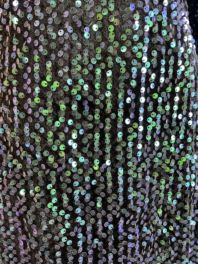 Fashion Fantasia Black Green Holographic Sequin Dress, Size XL