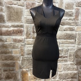 City Studio Black Mesh Waist Bodycon Dress, Size 0