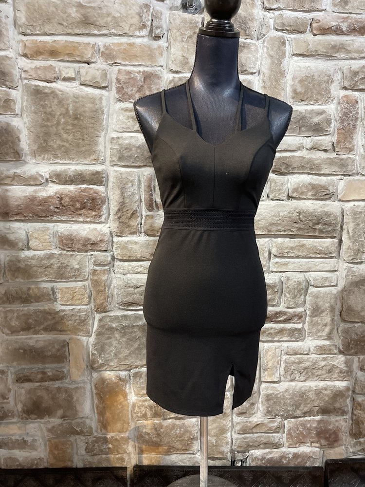 City Studio Black Mesh Waist Bodycon Dress, Size 0