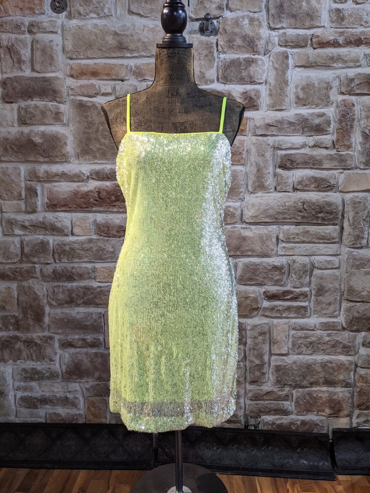 Endless Rose Florescent Green Sequin Party Dress, Size XS