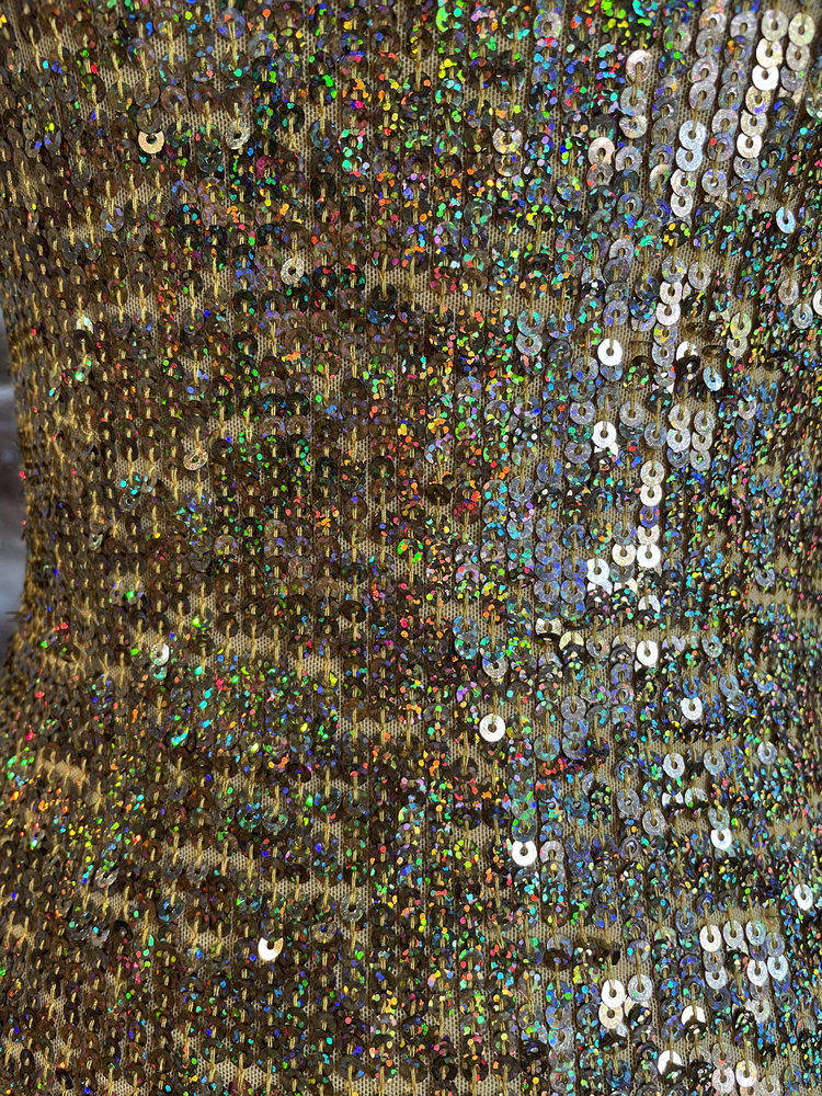 Guess Gold Sequin Halter Dress, Size XS