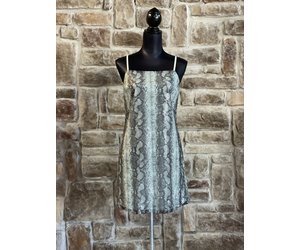 Green Snake Print Sequin Dress, Size L - Elements Unleashed