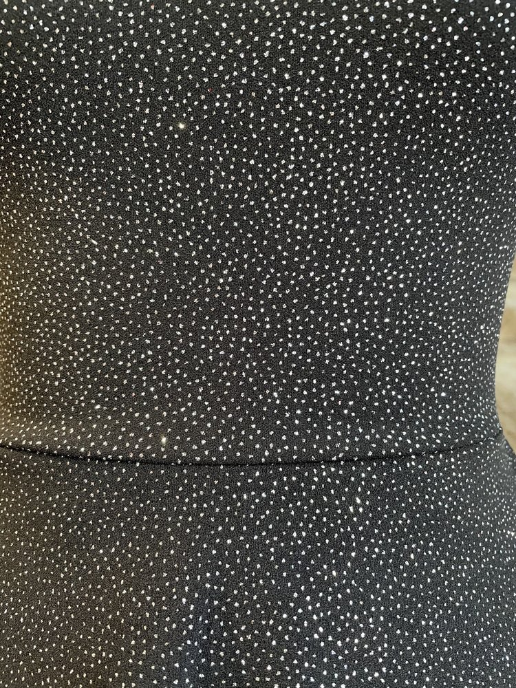 La Scala Black Shimmer Off the Shoulder Dress, Size L