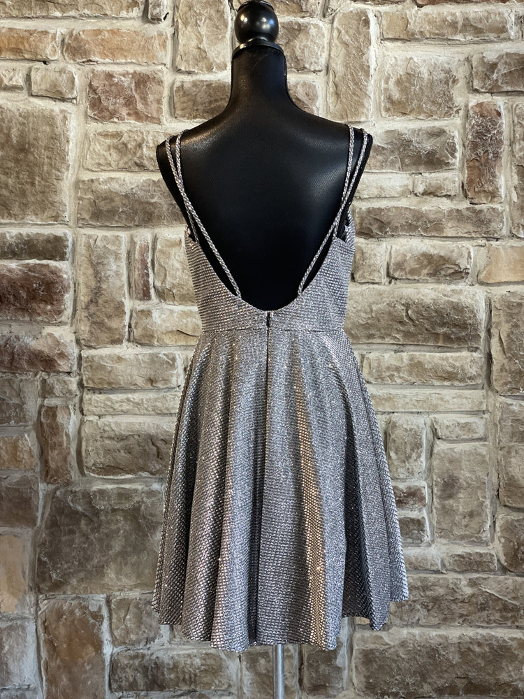 La Scala Silver Strappy Open Back Dress, Size L