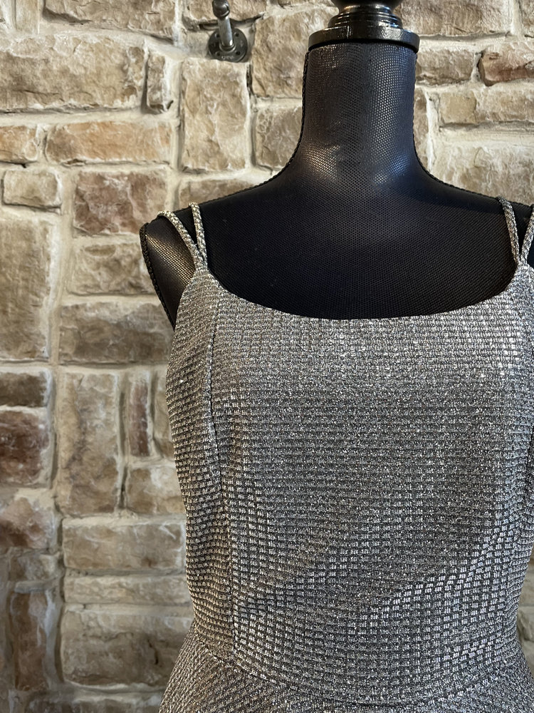 La Scala Silver Strappy Open Back Dress, Size L