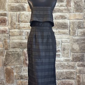 C/Meo Collective Black Plaid Side Slit Dress, Size L