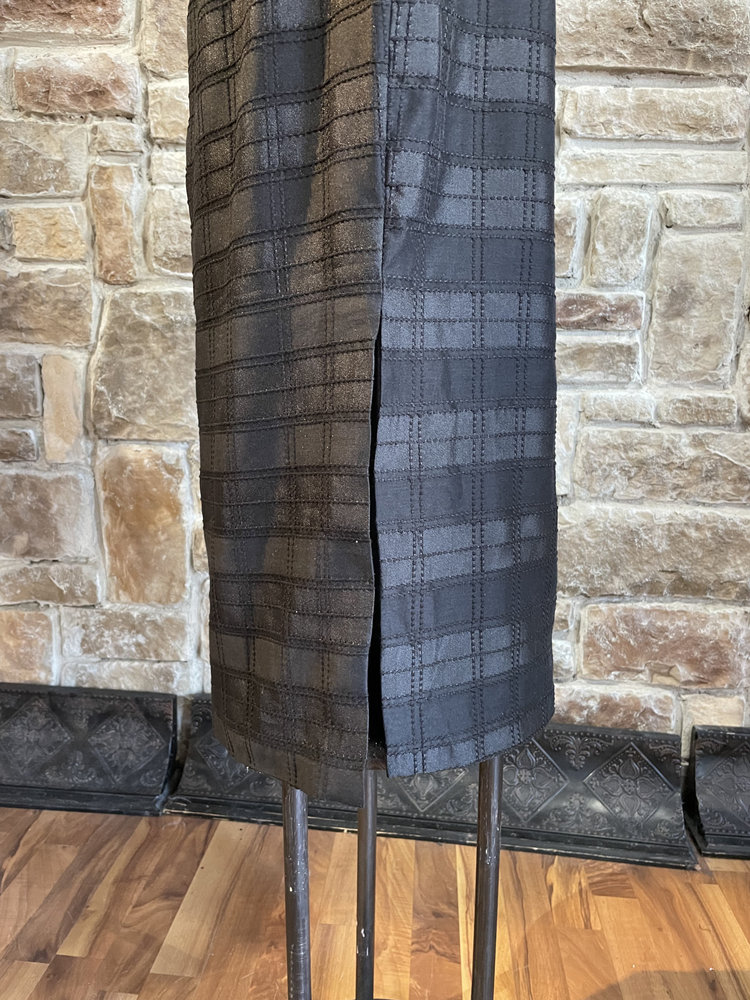 C/Meo Collective Black Plaid Side Slit Dress, Size L
