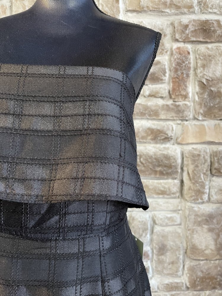 C/Meo Collective Black Plaid Side Slit Dress, Size L