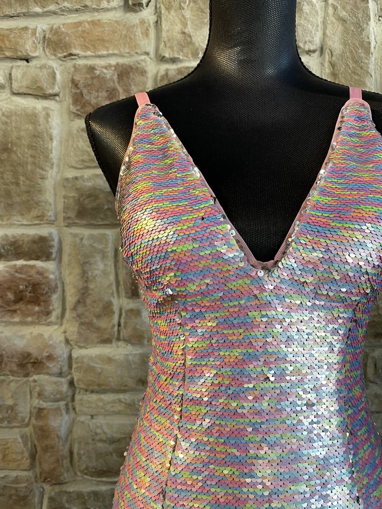 Aidan Mattox Pink Pastel Sequin Dress, Size 2