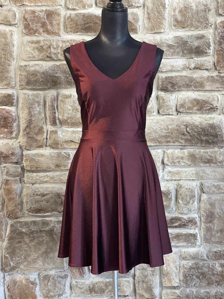 La Scala Maroon Scuba Skater Dress