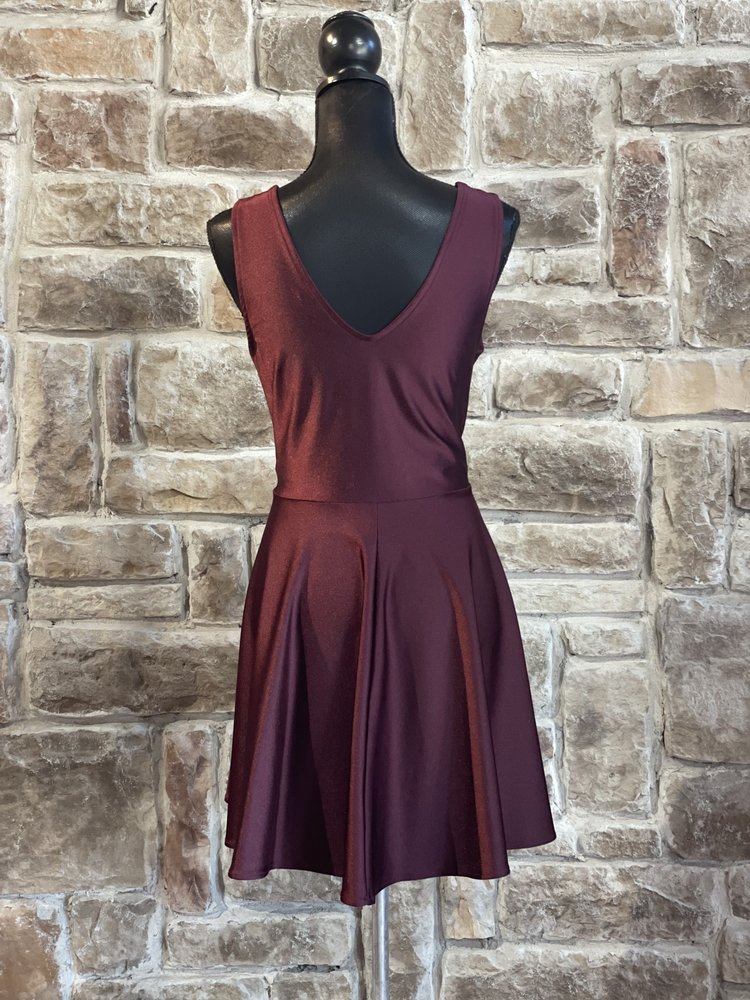 La Scala Maroon Scuba Skater Dress