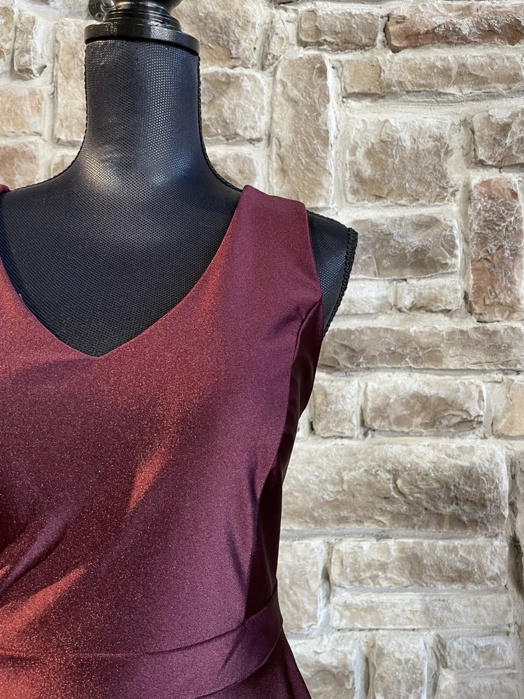 La Scala Maroon Scuba Skater Dress