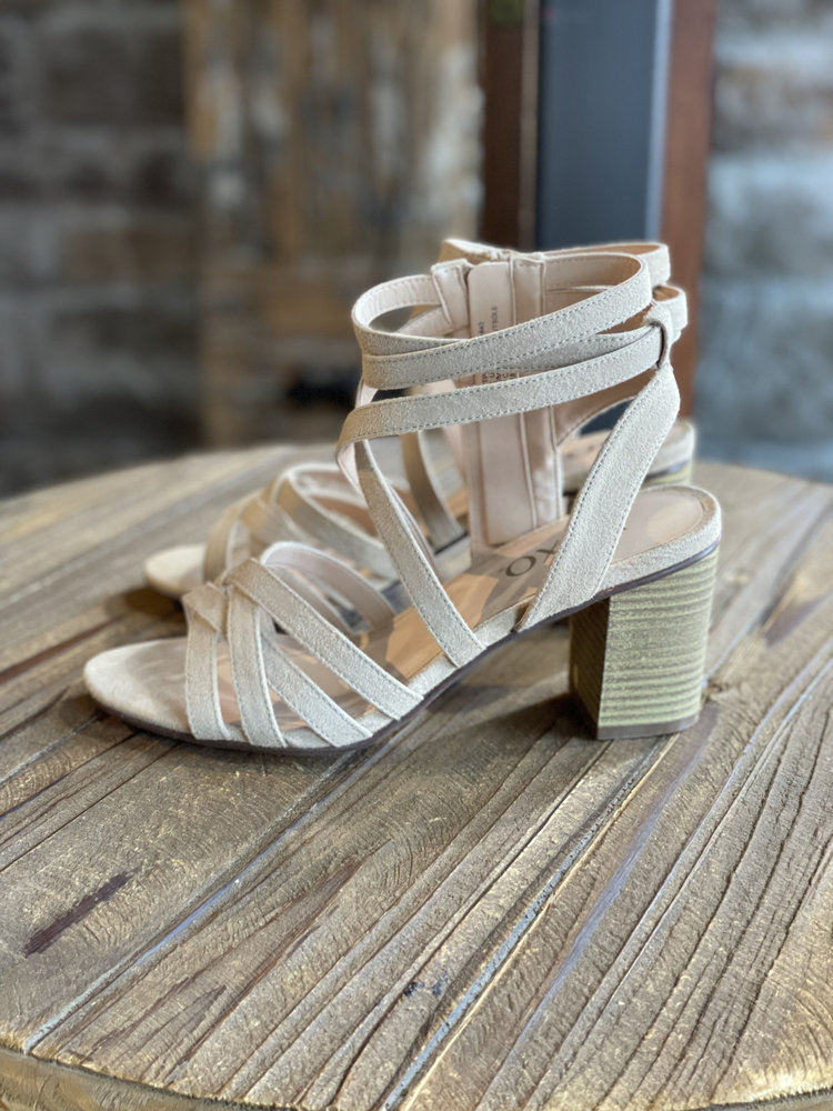 XOXO Nude Faux Suede Strappy Sandal