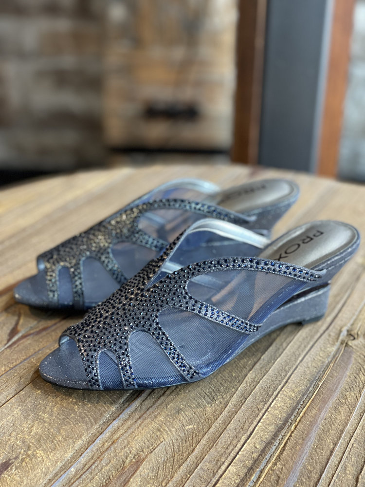Proxy Navy Mesh and Rhinestone Slide, Size 7