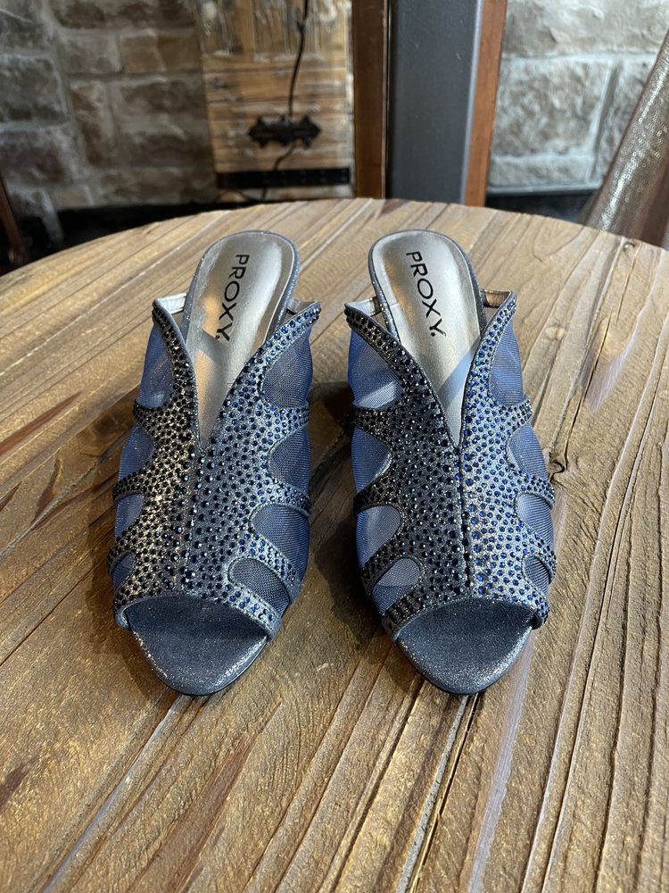 Proxy Navy Mesh and Rhinestone Slide, Size 7