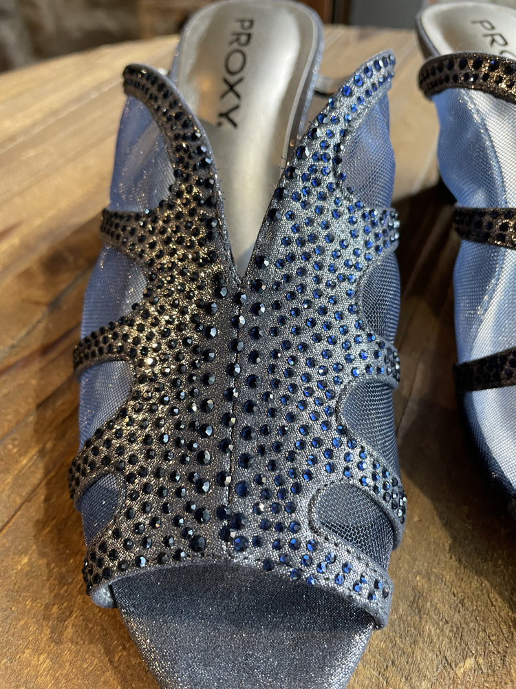 Proxy Navy Mesh and Rhinestone Slide, Size 7
