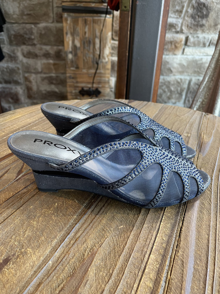 Proxy Navy Mesh and Rhinestone Slide, Size 7