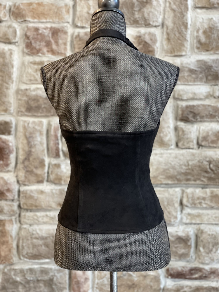 Lydia USA Black Suede Lace-Up Top