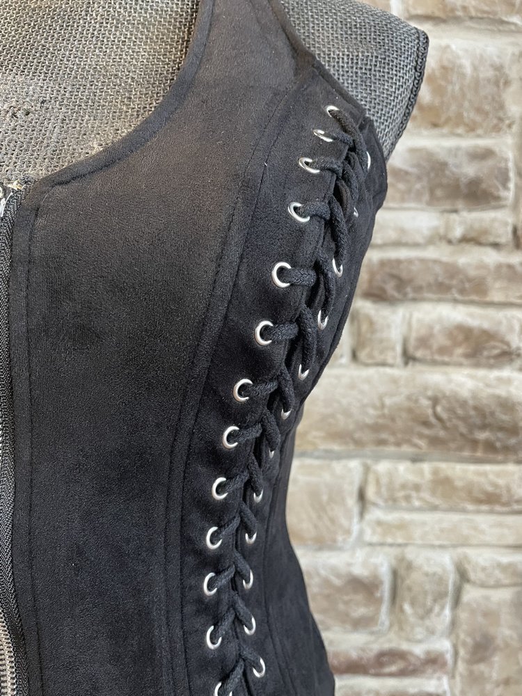 Lydia USA Black Suede Lace-Up Top