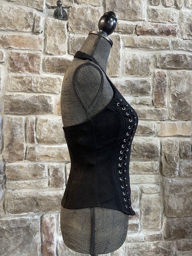 Lydia USA Black Suede Lace-Up Top