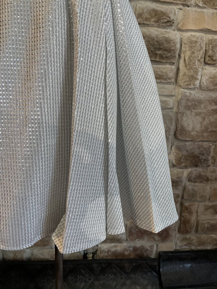 La Scala Silver Off the Shoulder Flare Dress, Size XL