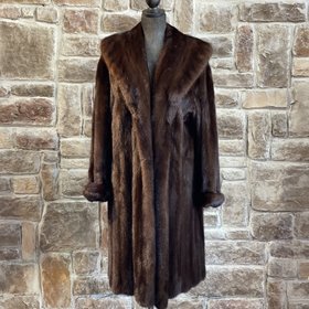 Muckerheide Dark Ranch Mink  3/4 Coat w/ Shawl Collar, Size XL