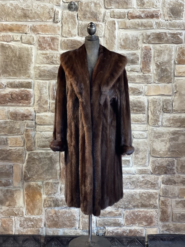 Muckerheide Dark Ranch Mink  3/4 Coat w/ Shawl Collar, Size XL