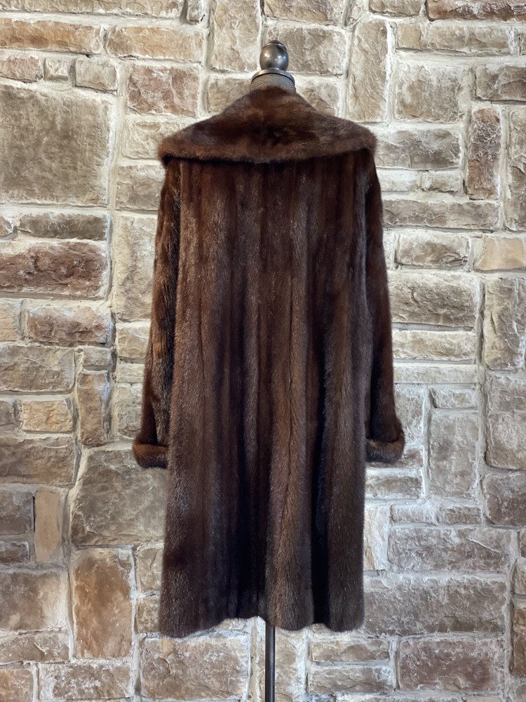 Muckerheide Dark Ranch Mink  3/4 Coat w/ Shawl Collar, Size XL