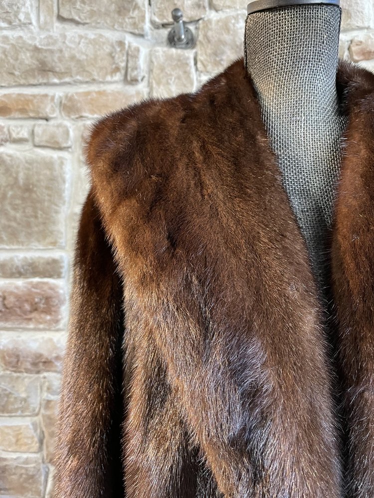Muckerheide Dark Ranch Mink  3/4 Coat w/ Shawl Collar, Size XL