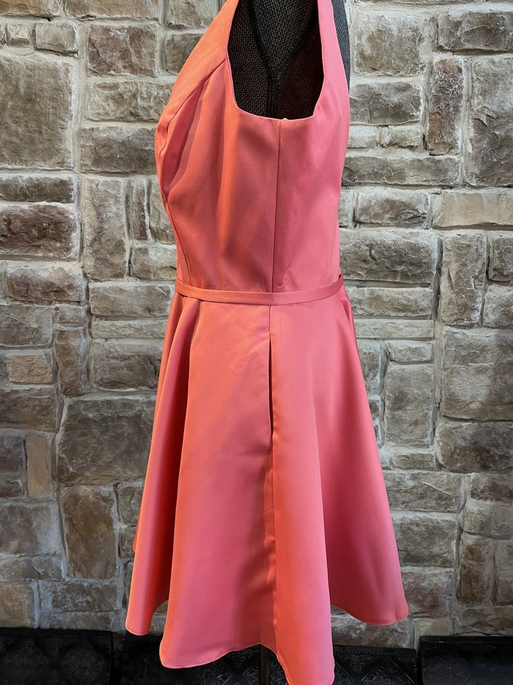 GLS Collective Coral Satin Sweetheart Dress with Pockets, Size XL