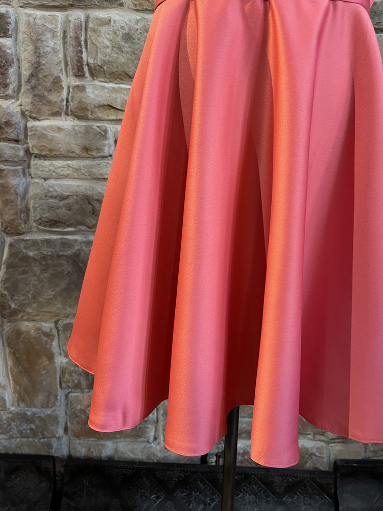 GLS Collective Coral Satin Sweetheart Dress with Pockets, Size XL