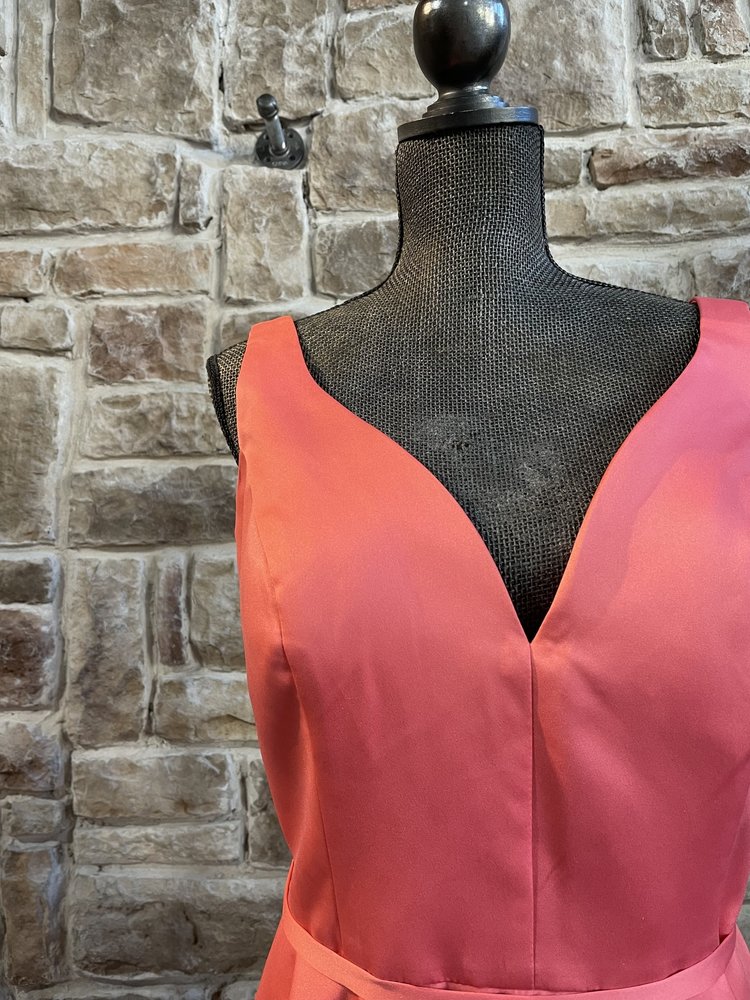 GLS Collective Coral Satin Sweetheart Dress with Pockets, Size XL