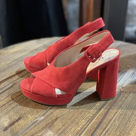 Vince Camuto Red Suede Platform Sandals, Size 5.0
