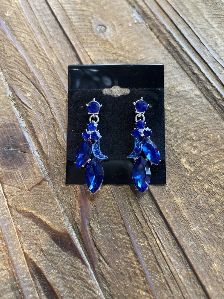 Blue Gem Drop Earrings