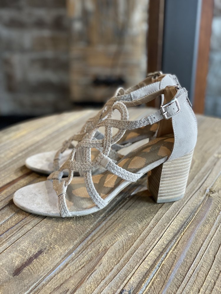 Report Nude Braided Block Heel Sandal
