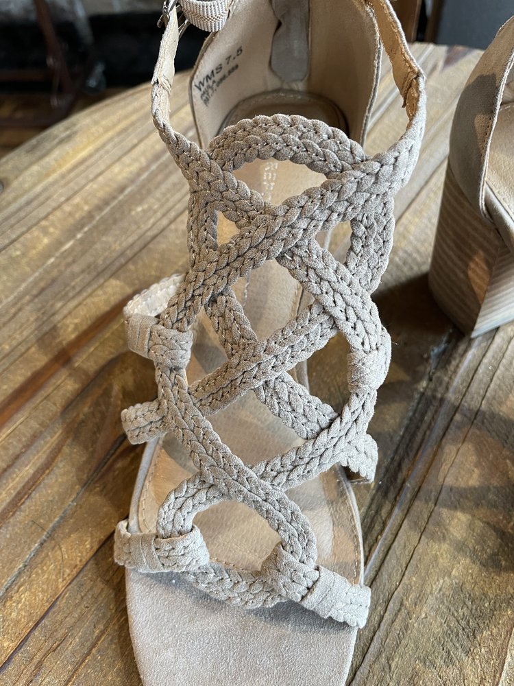 Report Nude Braided Block Heel Sandal