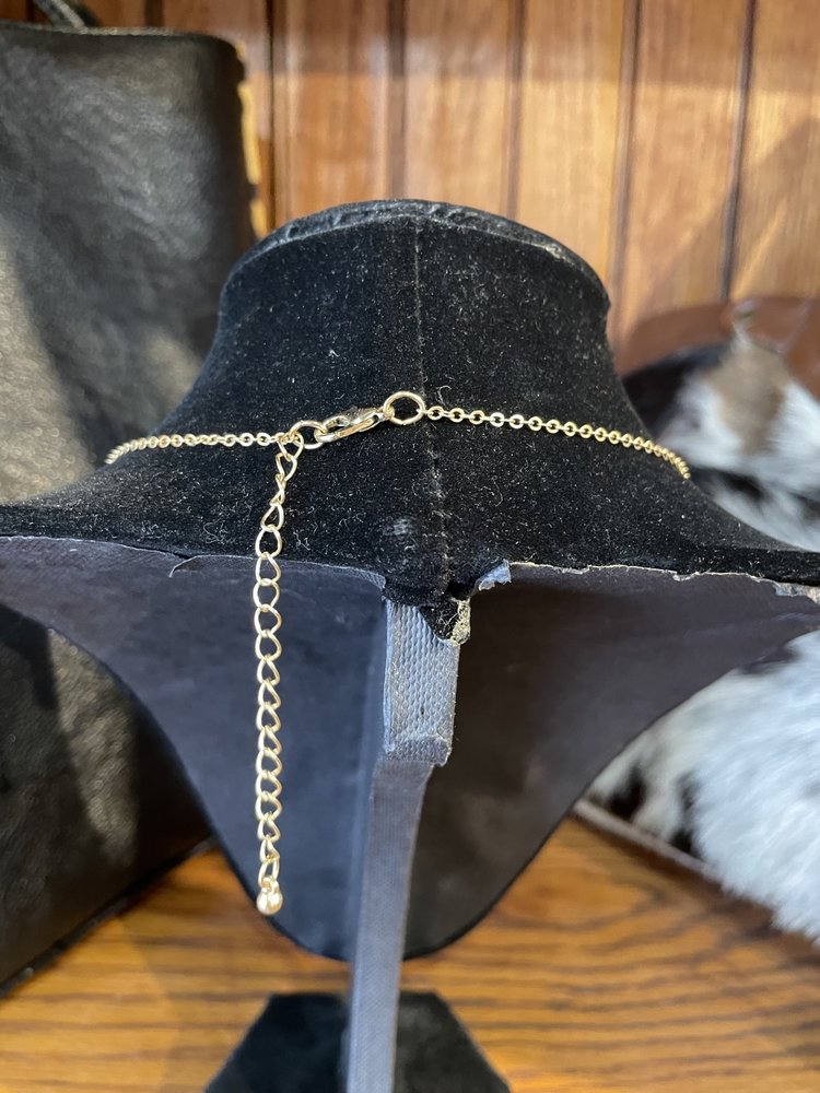 Gold Light Green Trio Link Necklace