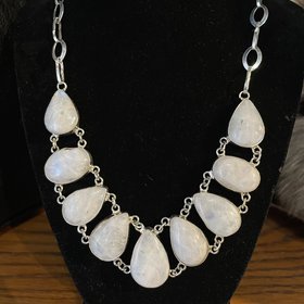 Silver Opalite Bib Necklace